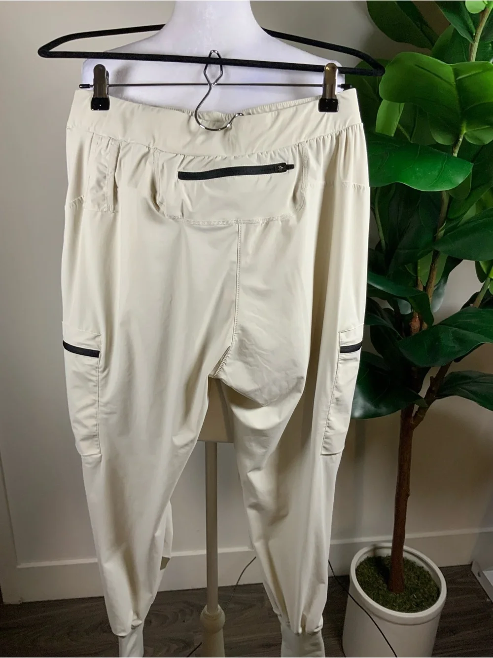 ASRV Cream Cargo Joggers with Black Accents